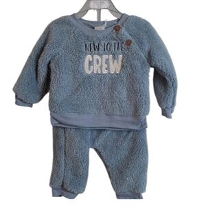Baby Blue "New to the Crew" Fleece Set 6-9 Months